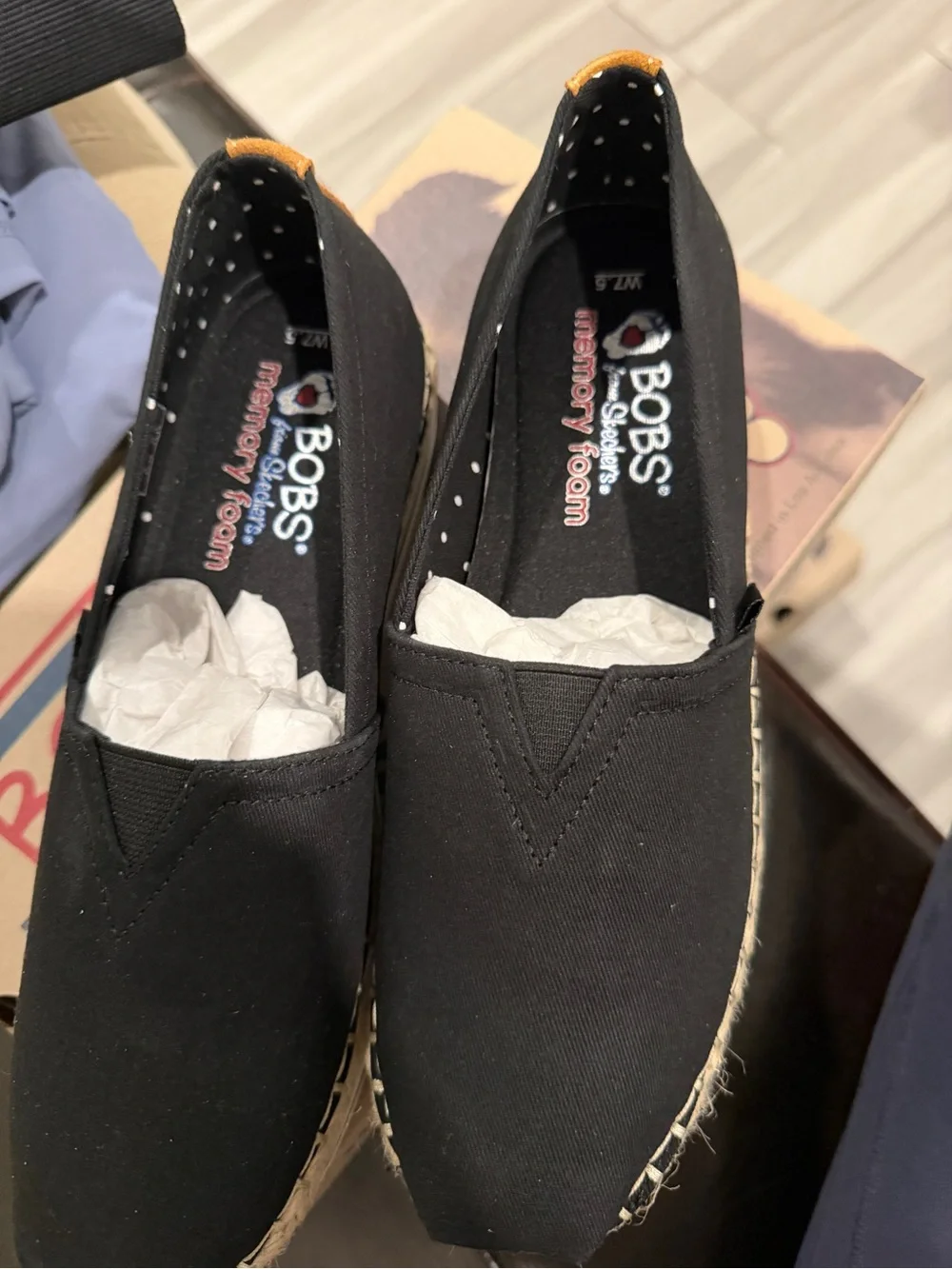 Bobs sketchers Black Slip-On Espadrille Flats